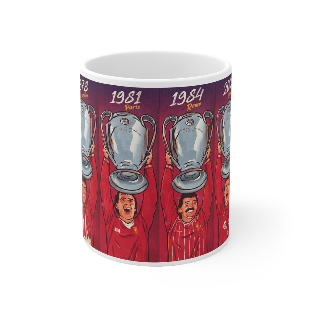 Liverpool Champions Cups Mug — Retro 1977–2019 European Cup Winners Ceramic Coffee Cup (11oz & 15oz)