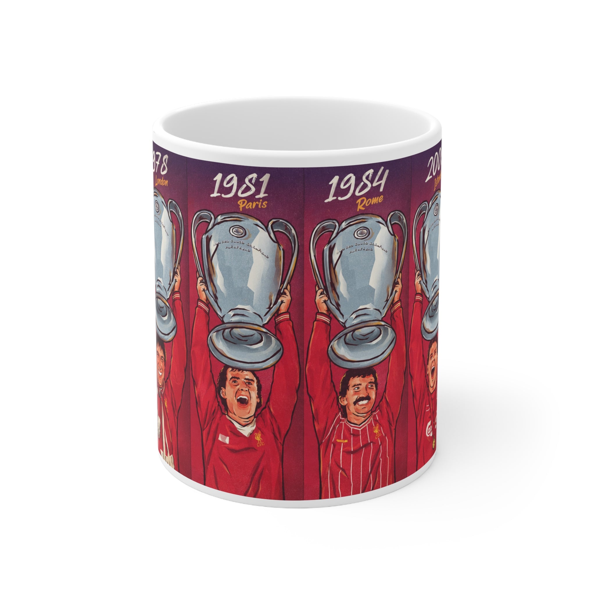 Liverpool Champions Cups Mug — Retro 1977–2019 European Cup Winners Ceramic Coffee Cup (11oz & 15oz)