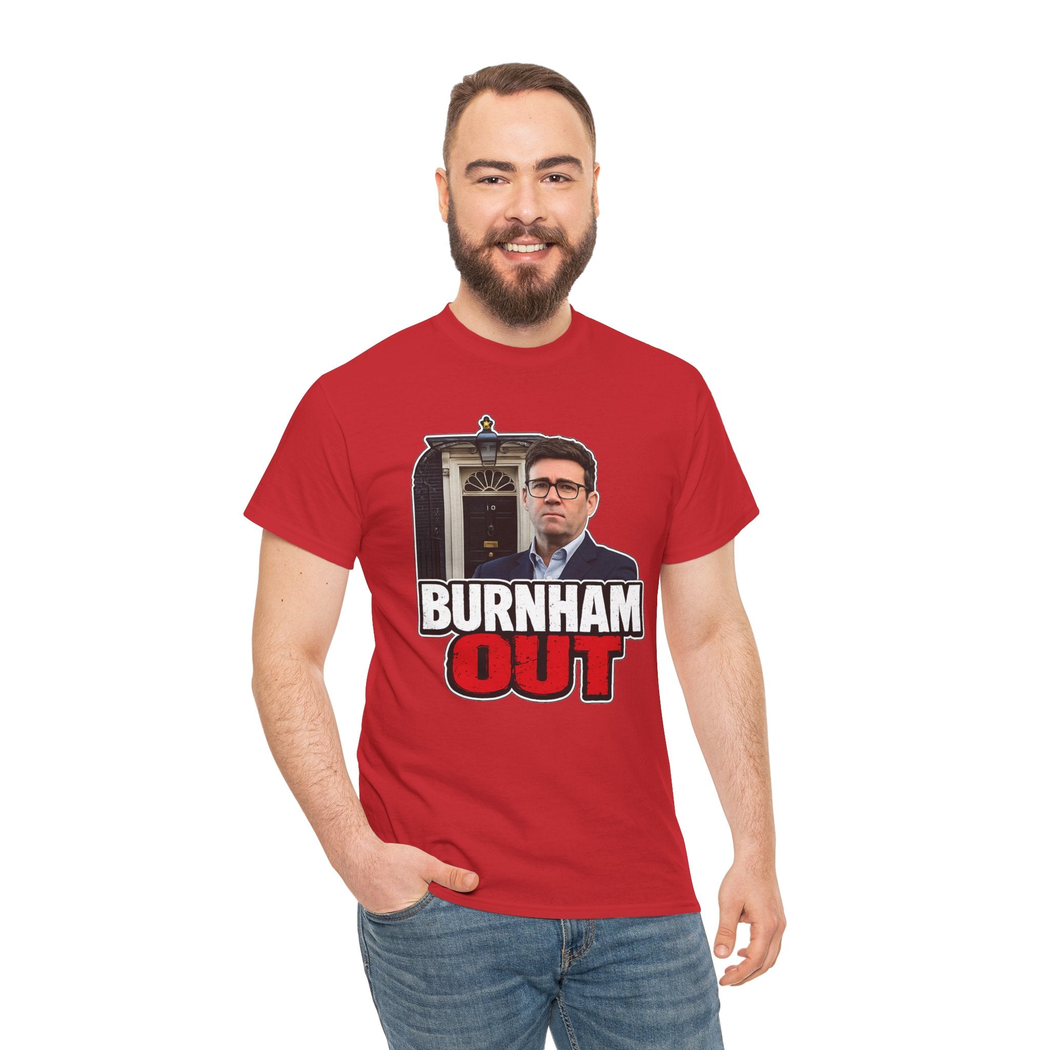 Andy Burnham Out Political Satire T‑Shirt — "Burnham Out" Protest Tee