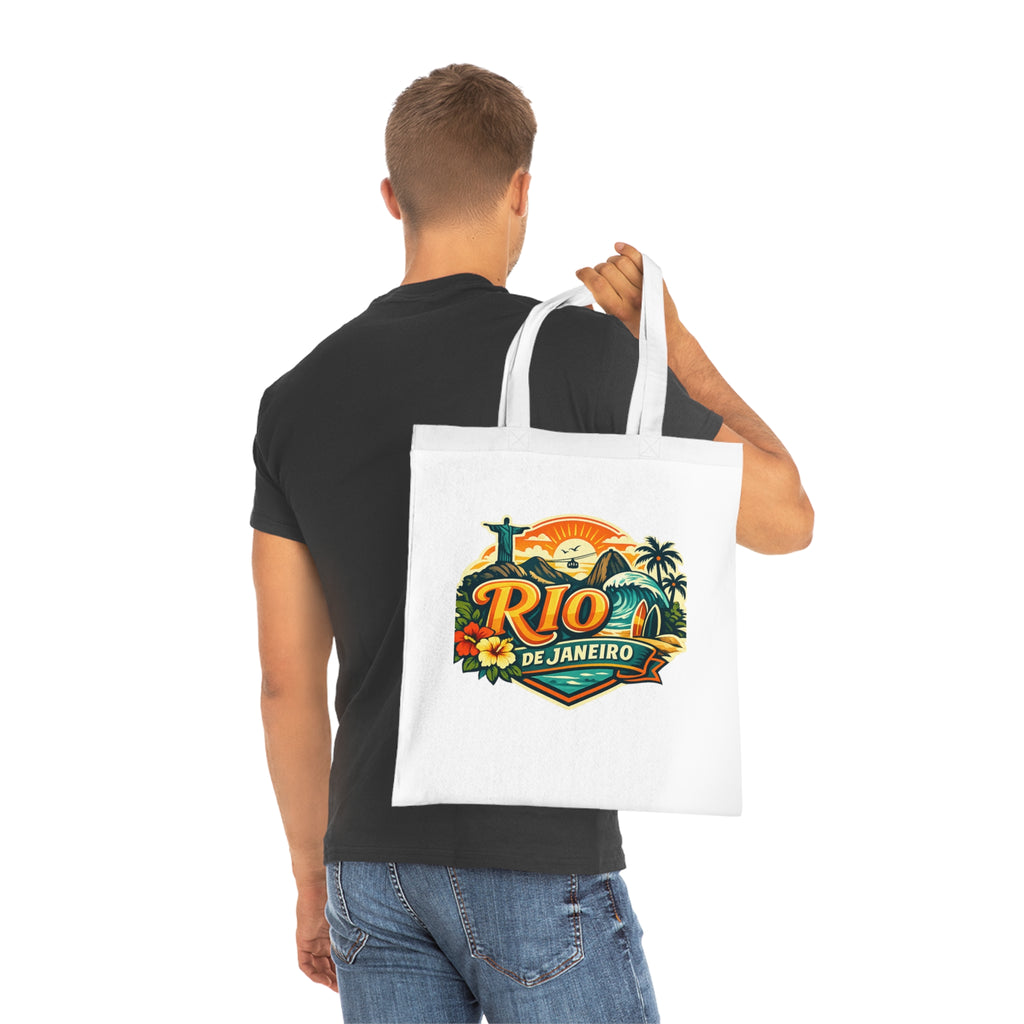 Rio de Janeiro / West Palm Beach Beach Tote — Retro Tropical Cotton Tote Bag