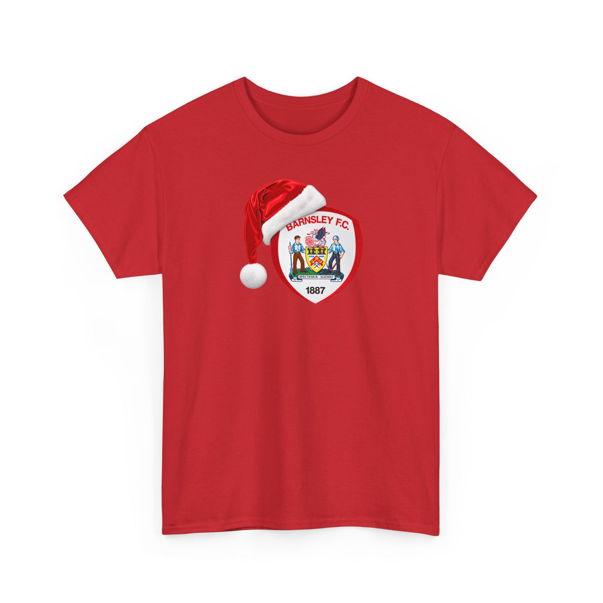 Barnsley FC Crest Christmas T-Shirt — Santa Hat Holiday Football Tee