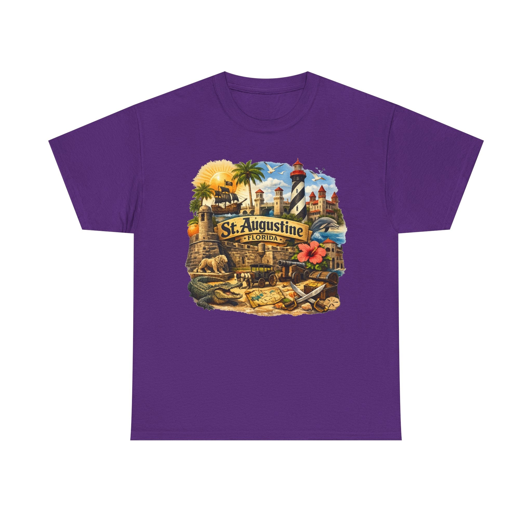 St. Augustine Florida Vintage Travel Tee — Retro Beach & Lighthouse Souvenir T-Shirt