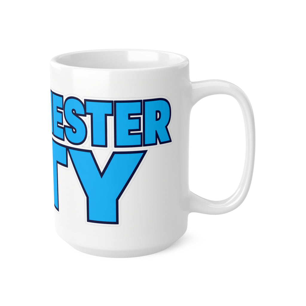 Manchester City Ceramic Coffee Mug - Bold Blue Football Fan Cup (11oz & 15oz)