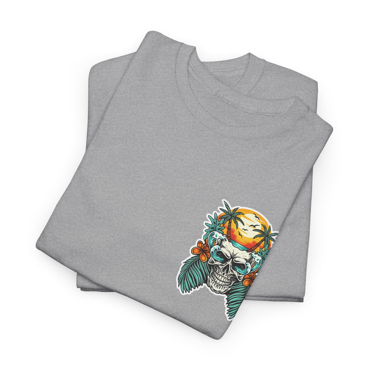 Tropical Skull Tee — Sunset Palm Beach Skull T-Shirt