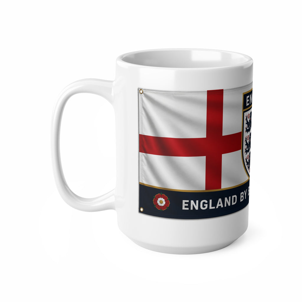 England USA Flag Crest Mug — Ceramic 11oz & 15oz (England by Blood, USA by... Design)