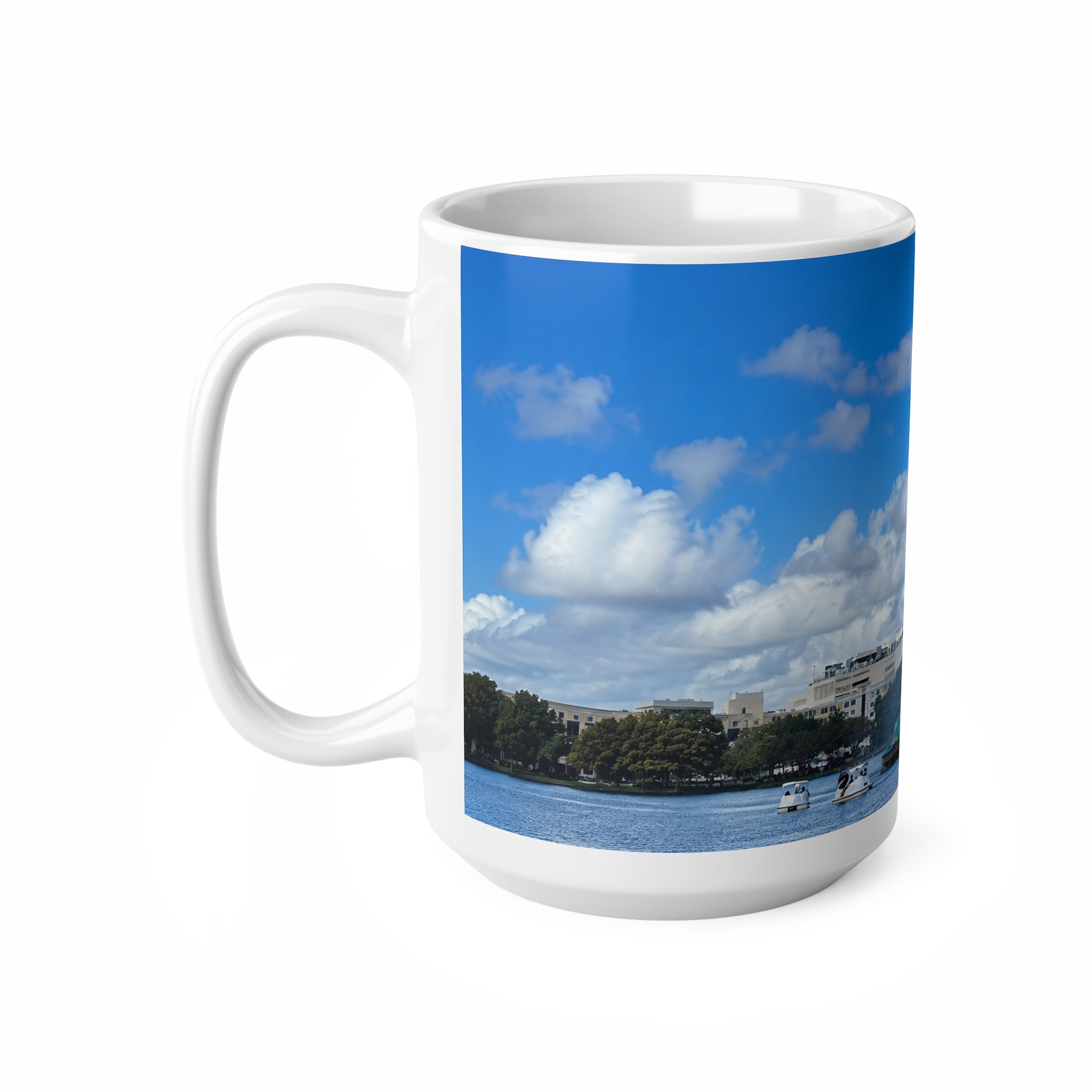 Lake Eola City Waterfront Photo Mug — Scenic Harbor Skyline Ceramic Coffee Cup (11oz & 15oz)