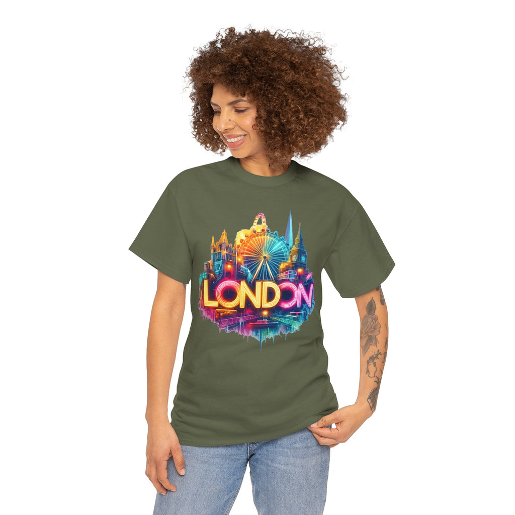 London Skyline Tee — Colorful Neon London Landmark T-Shirt