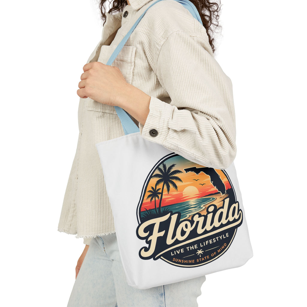 Florida Sunset Canvas Tote Bag — Retro Palm Beach Design
