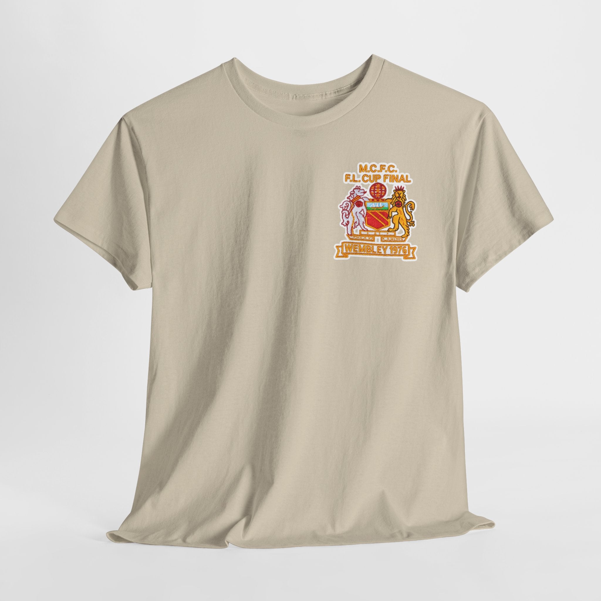 Manchester City 1976 League Cup Final Crest Cotton T‑Shirt — Vintage Football Fan Tee