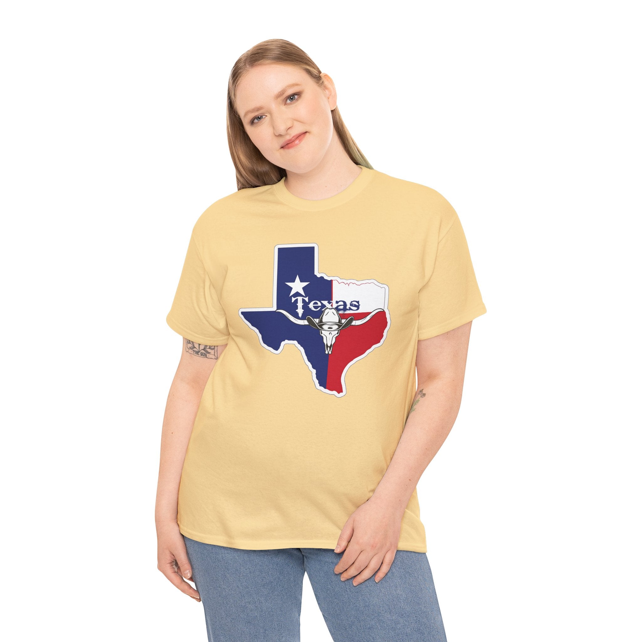 Texas Flag Outline T-Shirt — Lone Star State Map Tee with 'Texas' Text