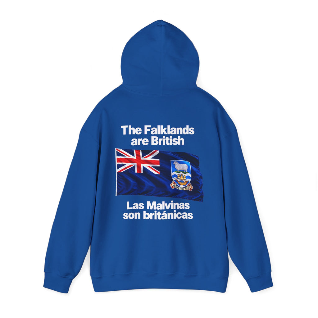 Falklands Are British Hoodie – Bilingual 'Las Malvinas son británicas' Flag Pullover