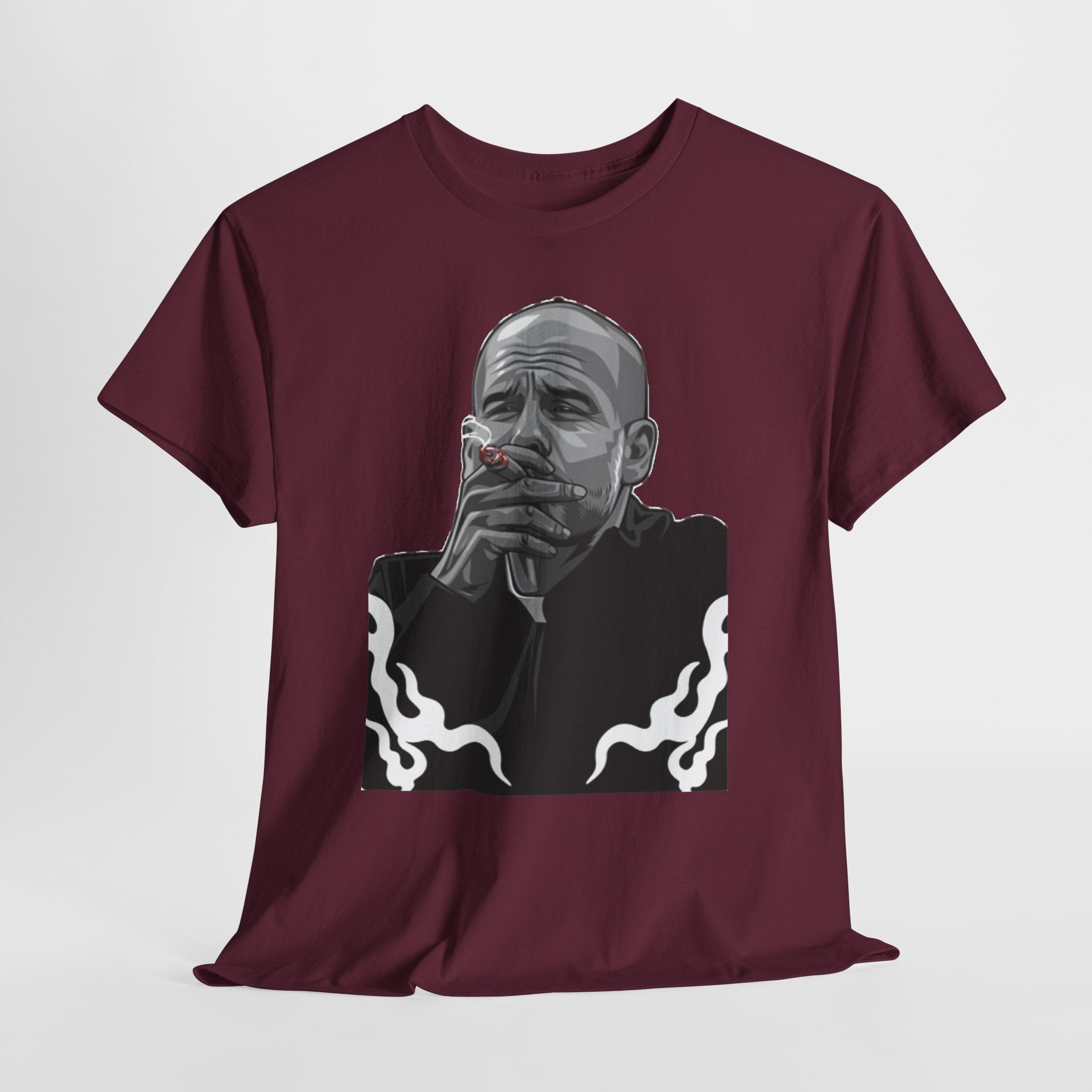 Pep Guardiola Smoking Portrait T‑Shirt — Moody Graphic Tee