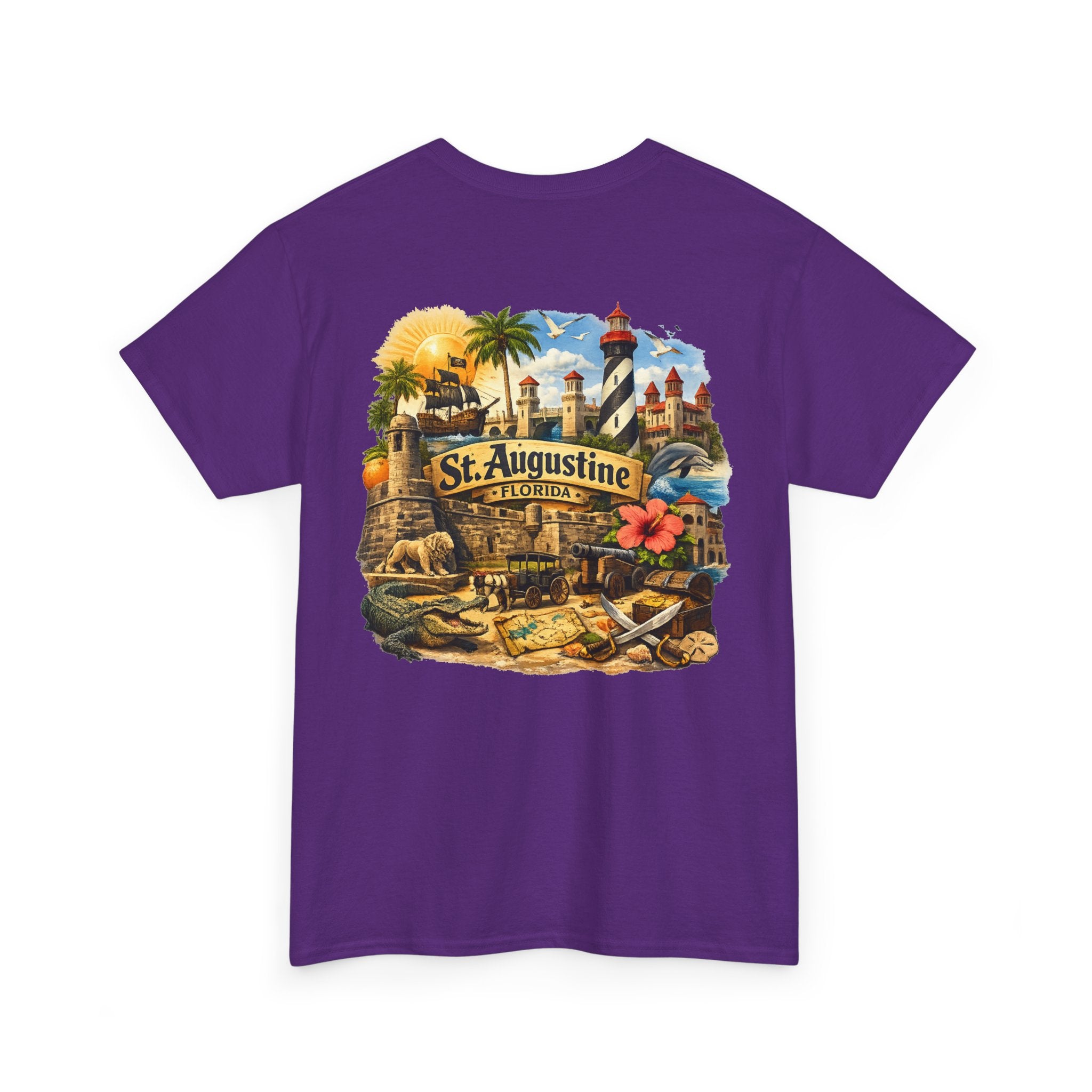 St. Augustine Florida Vintage Travel Tee — Retro Beach & Lighthouse Souvenir T-Shirt