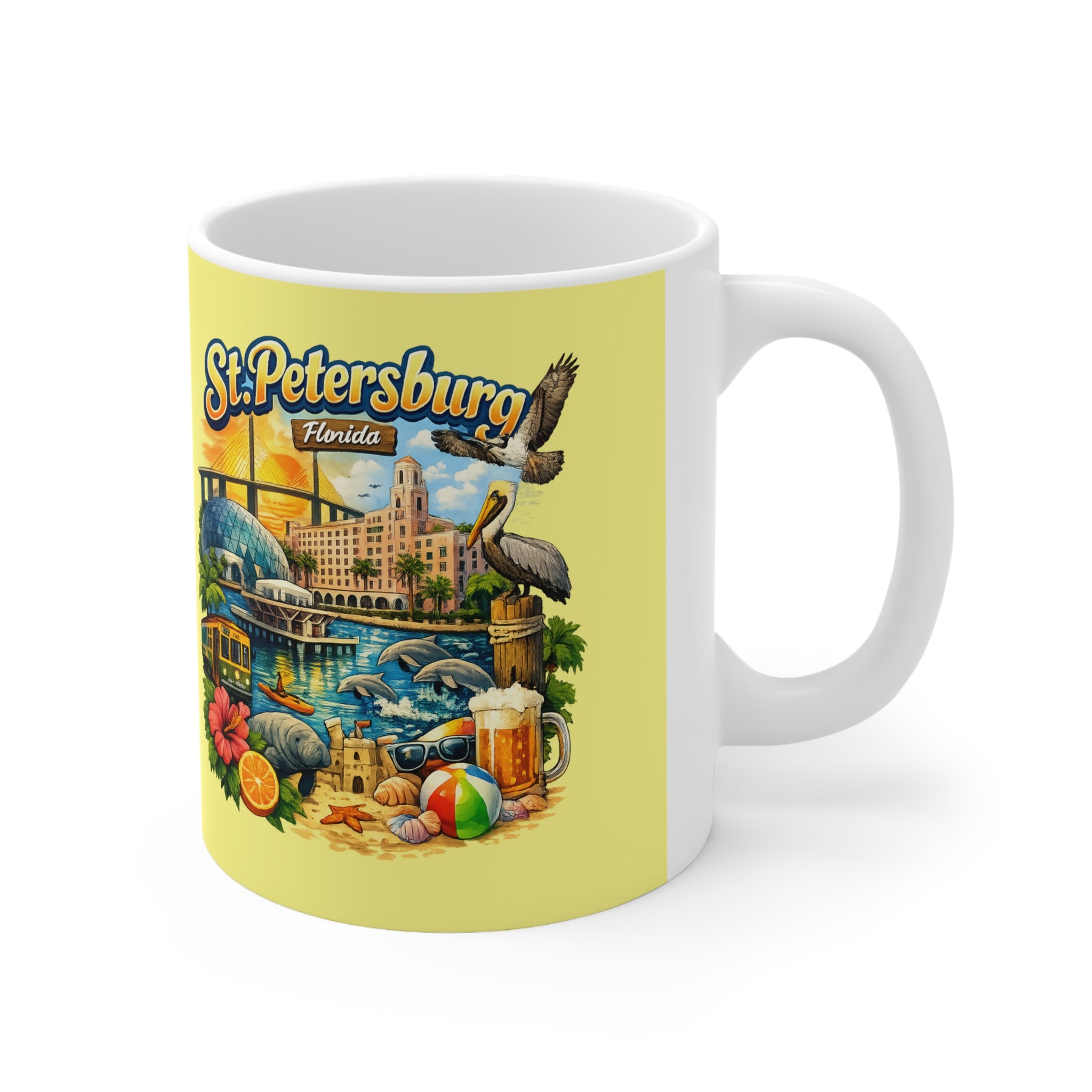 St. Petersburg Florida Retro Tourist Ceramic Coffee Mug — 11oz & 15oz