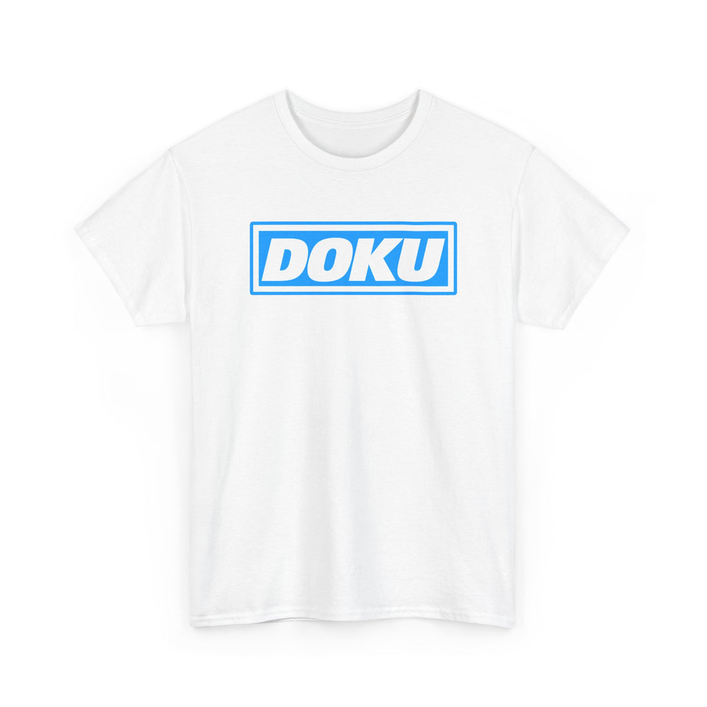 Doku Manchester City Player Logo Cotton Tee — Minimal Blue Box Graphic T-Shirt