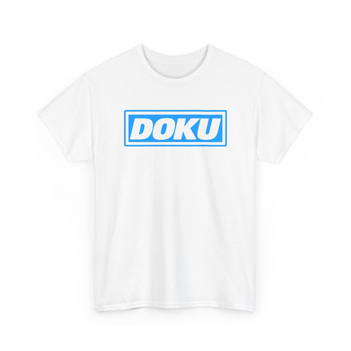 Doku Manchester City Player Logo Cotton Tee — Minimal Blue Box Graphic T-Shirt