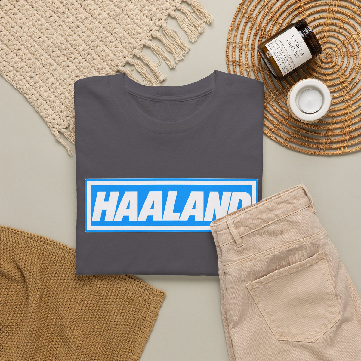Haaland Box Logo Tee — Soccer Fan Jersey Style Shirt