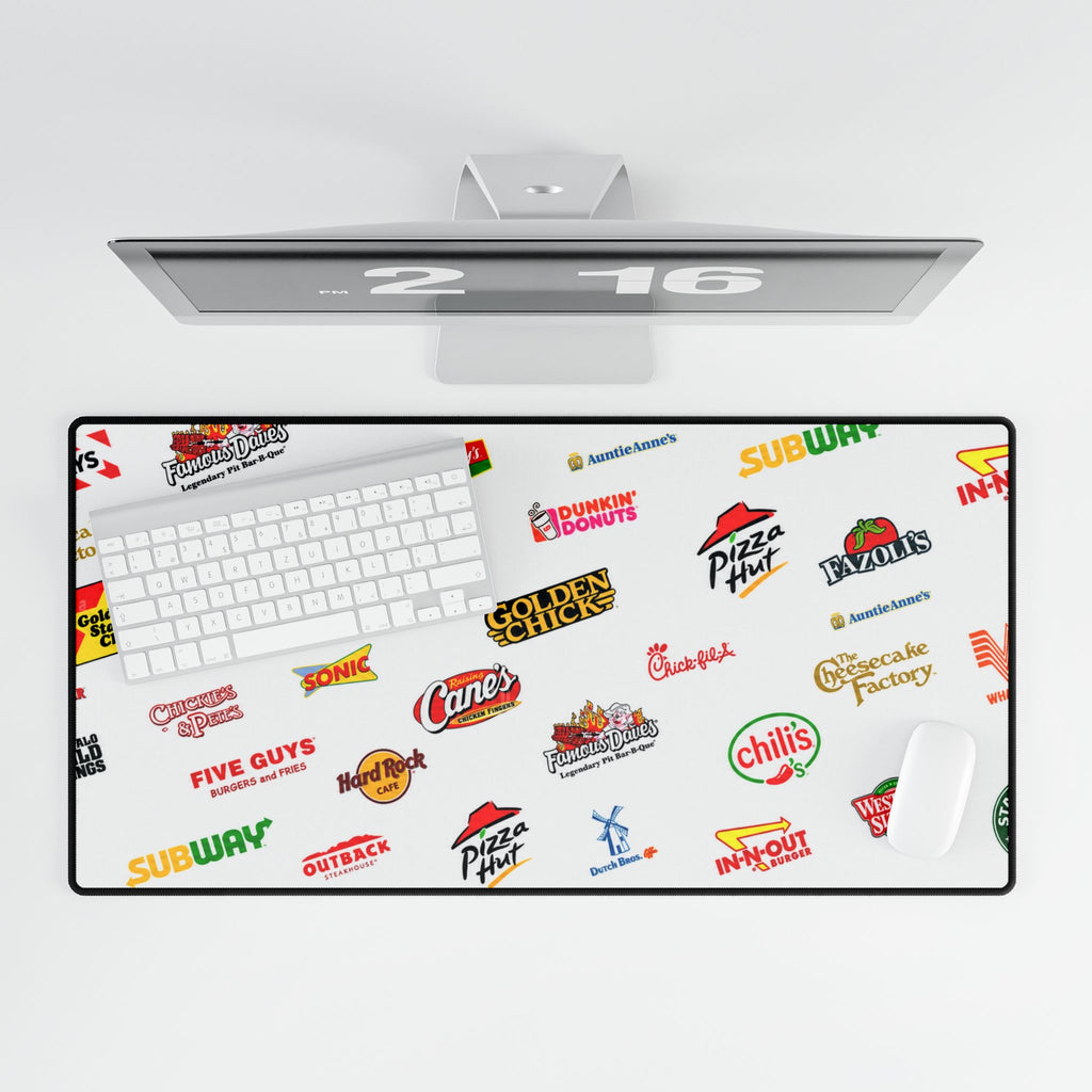 American Fast Food Chains Logo Desk Mat — Oversized Gaming & Office Mouse Pad