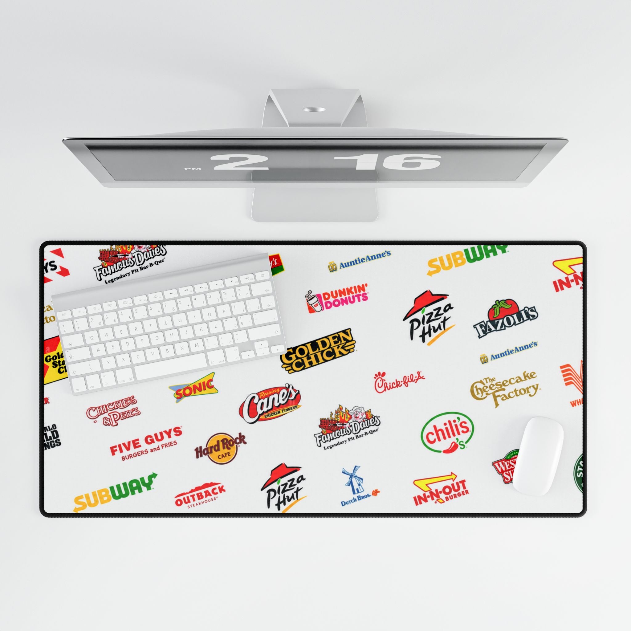 American Fast Food Chains Logo Desk Mat — Oversized Gaming & Office Mouse Pad