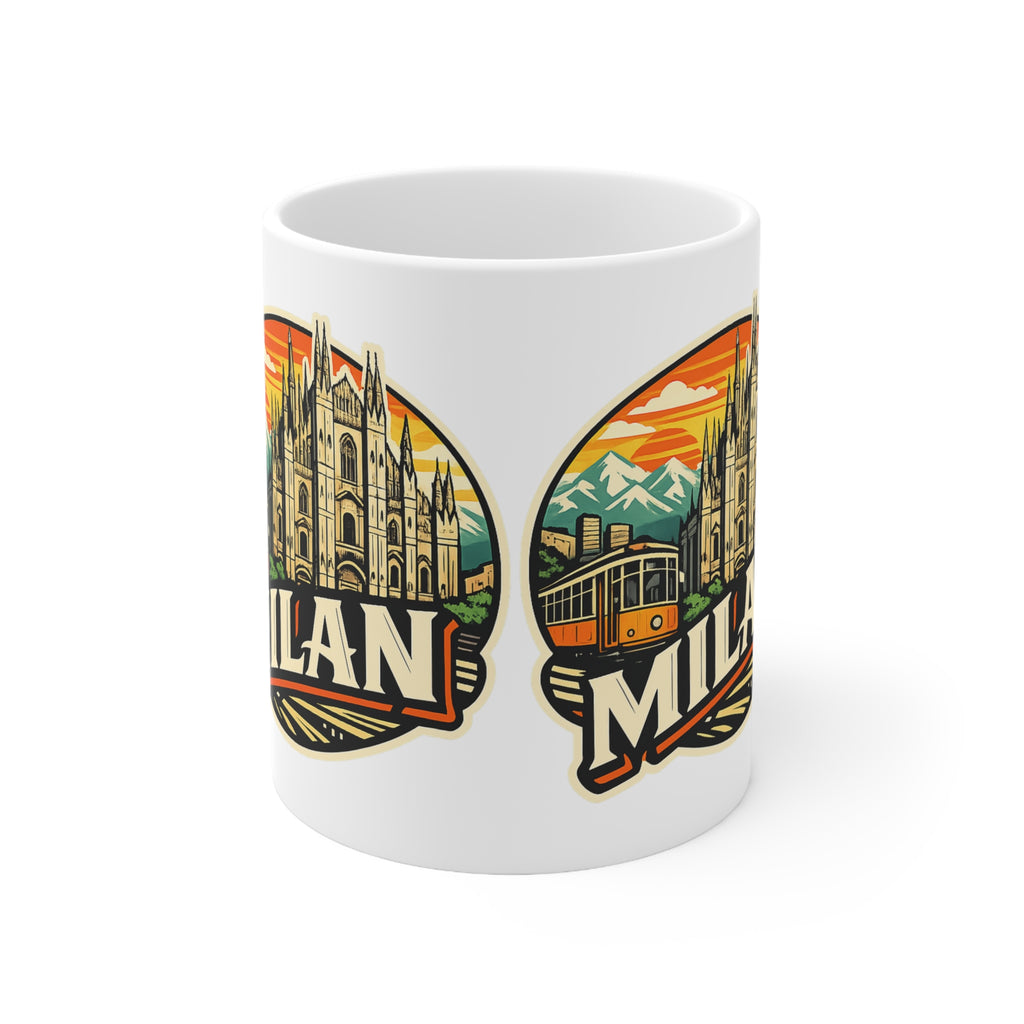 Milan Italy Travel Mug – Vintage Cityscape Ceramic Coffee Cup (11oz & 15oz)