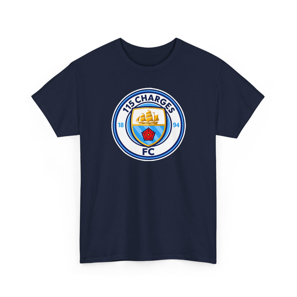 115 Charges FC Crest Cotton Tee — Vintage Blue Club Logo T-Shirt