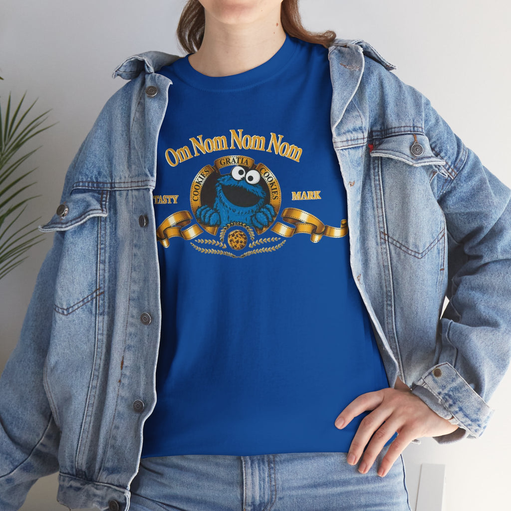 Cookie Monster "Om Nom Nom Nom" Vintage Badge Cotton T‑Shirt