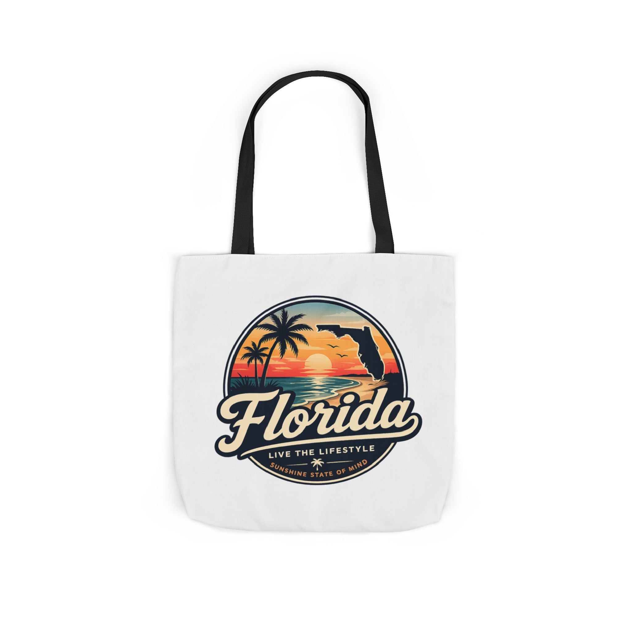 Florida Sunset Canvas Tote Bag — Retro Palm Beach Design