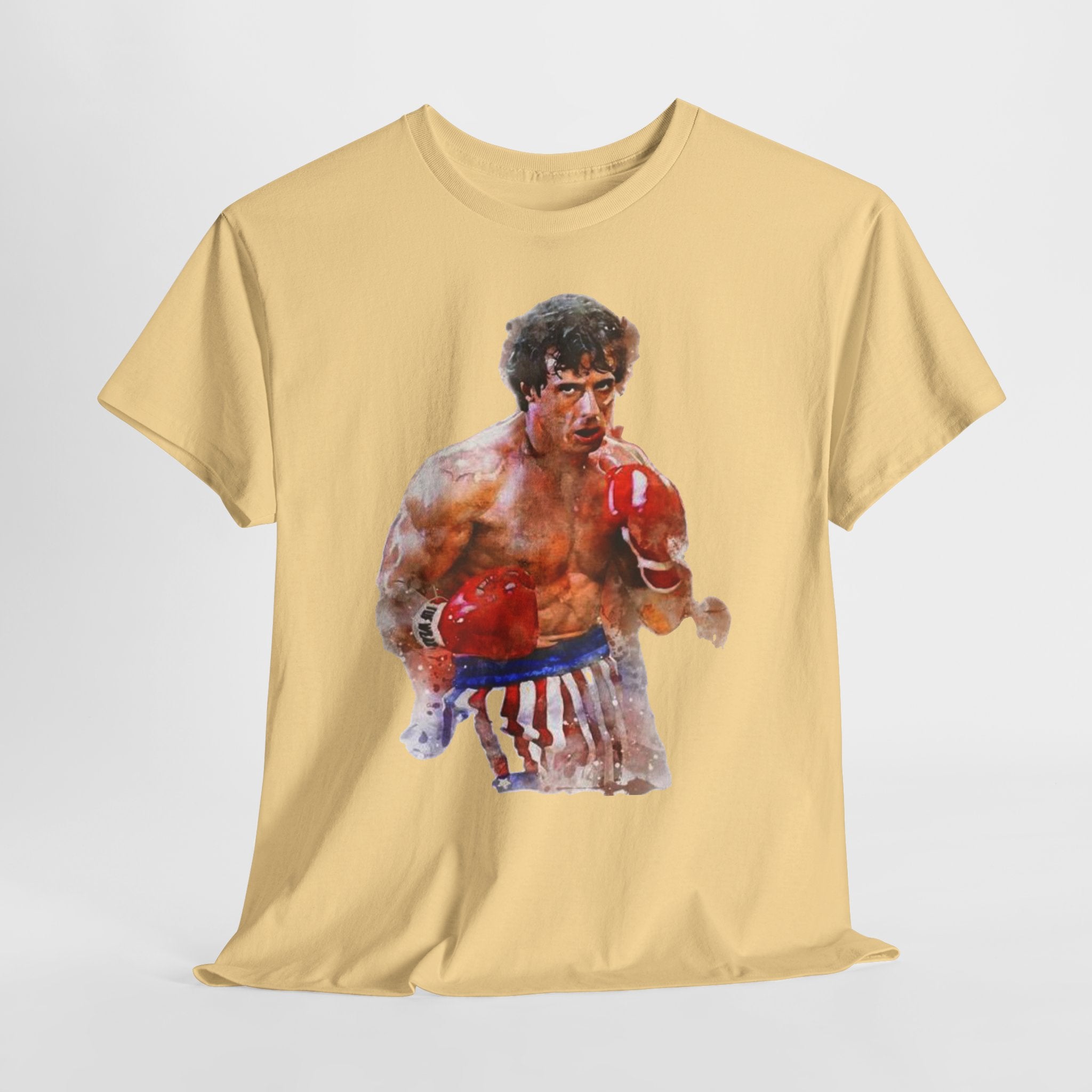 Boxer Rocky Painting T‑Shirt — Vintage American Flag Boxing Tee
