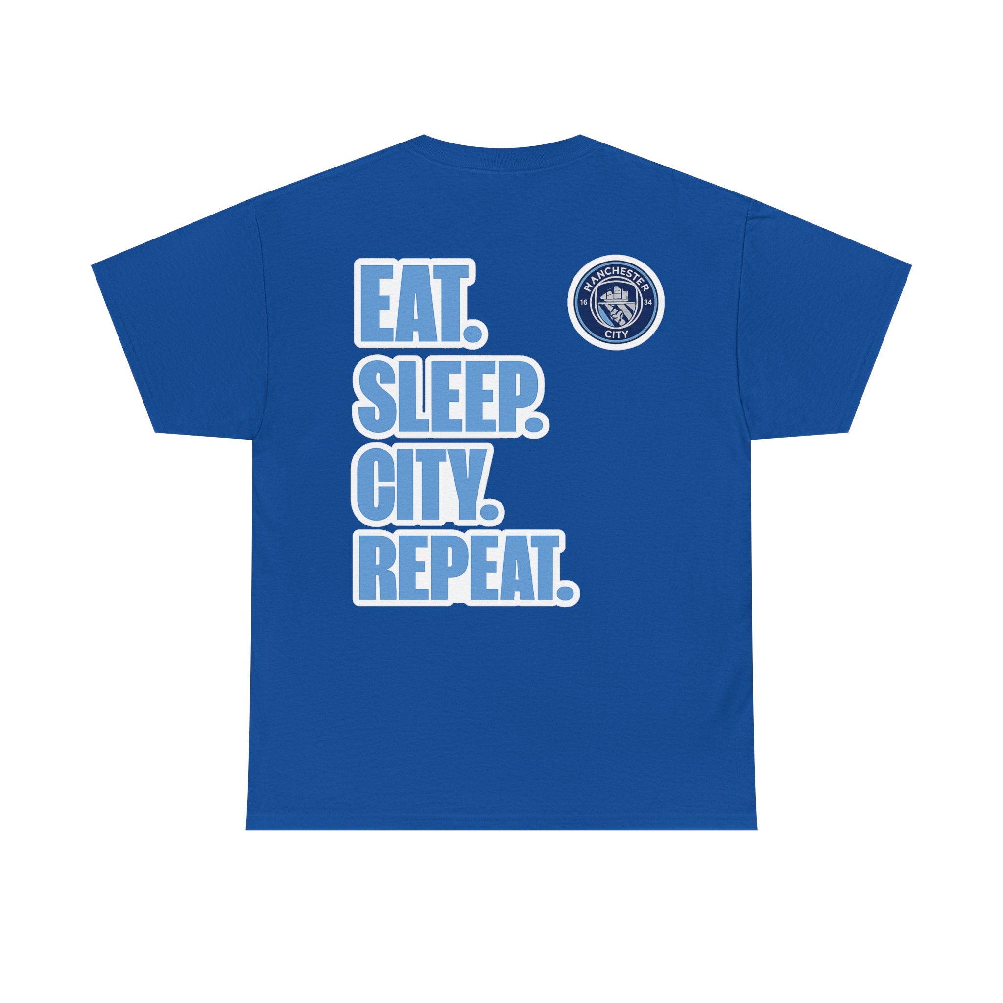 Manchester City T-Shirt – 'Eat. Sleep. City. Repeat.' Football Fan Tee