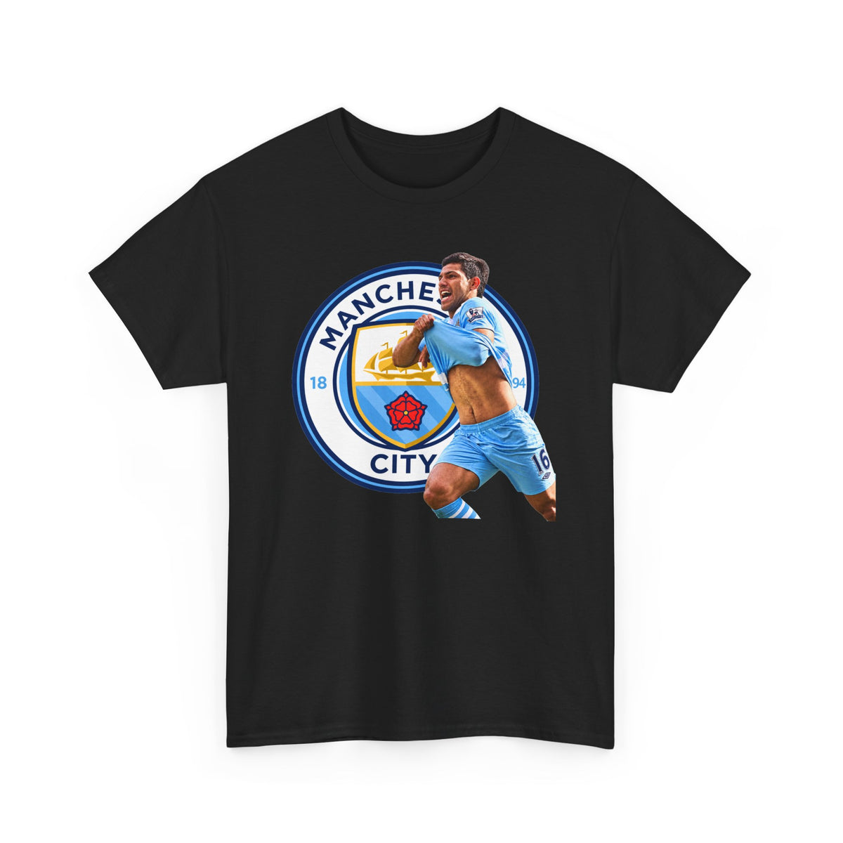 Sergio Aguero Manchester City Legend Soccer Tee — Player Celebration Graphic T-Shirt