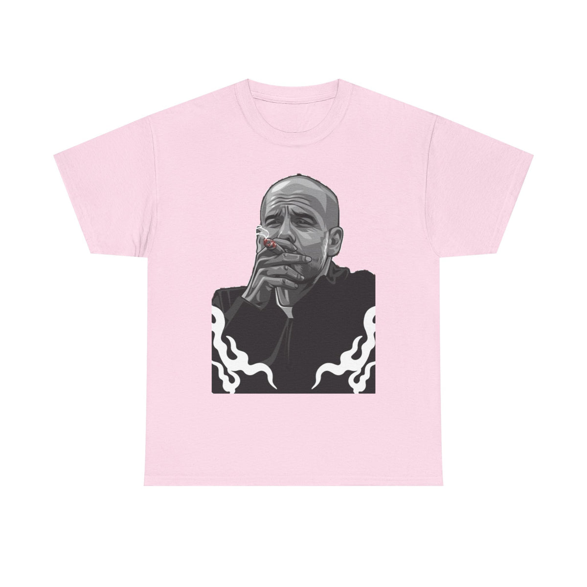 Pep Guardiola Smoking Portrait T‑Shirt — Moody Graphic Tee