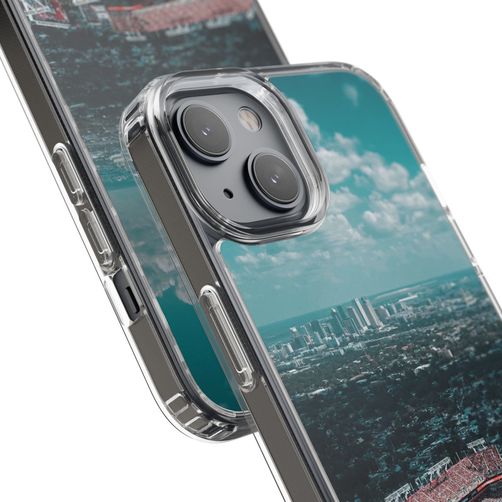 Tampa Bay Raymond James Stadium Clear Phone Case — Aerial City Stadium Design