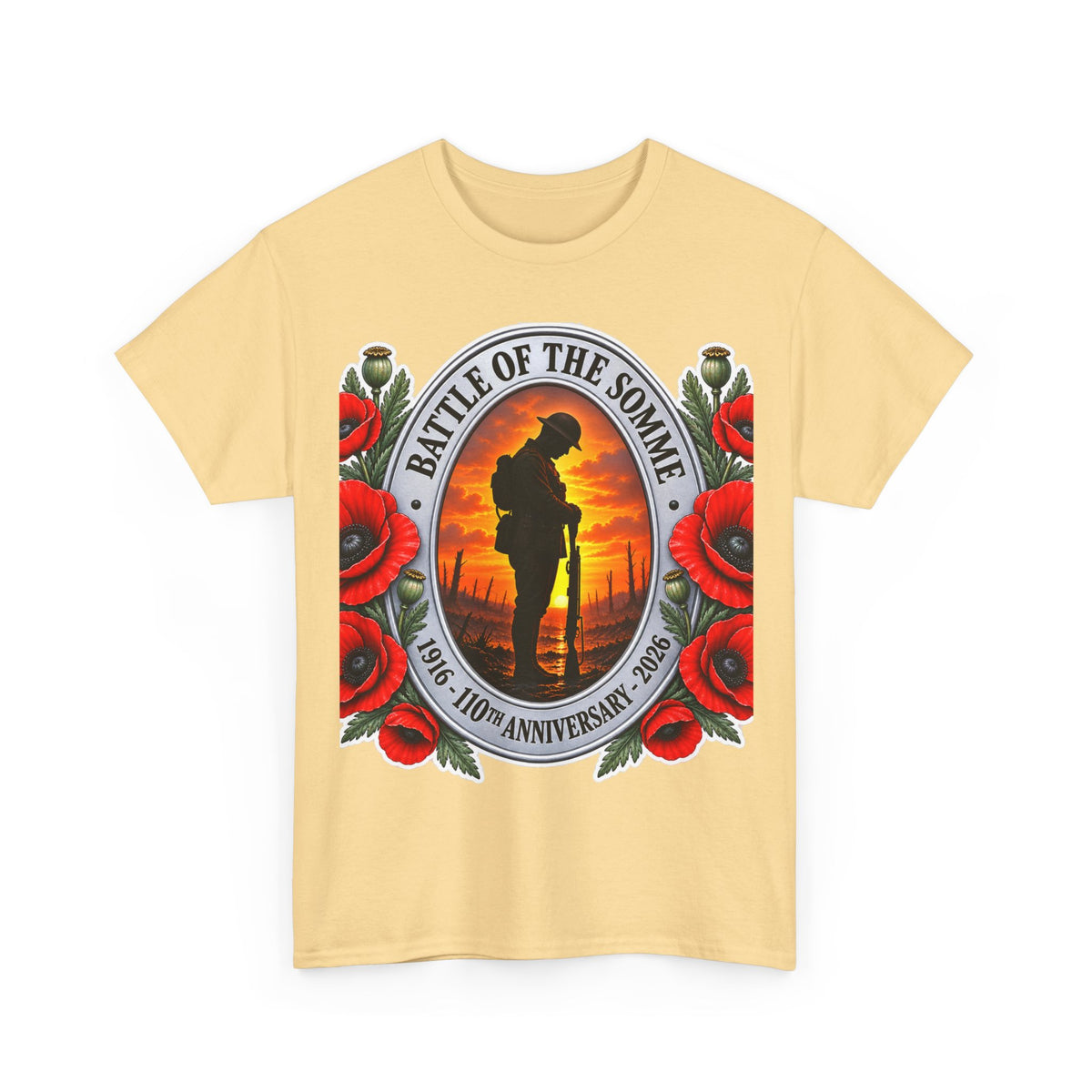 Battle of the Somme Memorial Cotton T-Shirt — 100th Anniversary Poppy Tribute