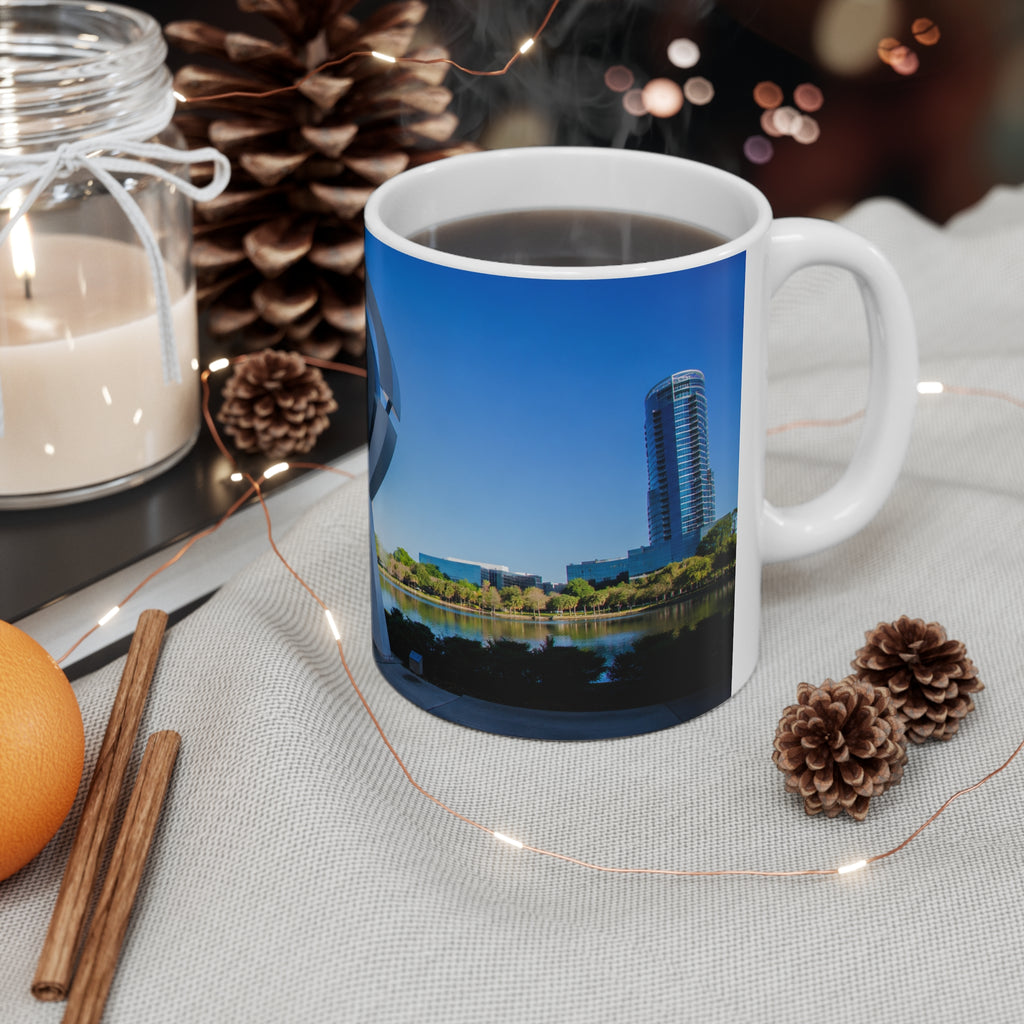 Orlando Lake Eola City Sculpture Photo Coffee Mug — Modern Urban Landmark Ceramic Mug (11oz/15oz)