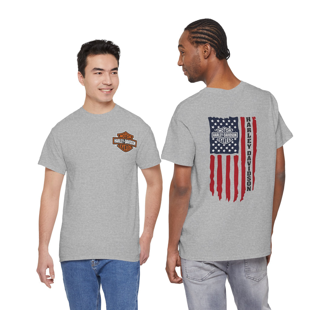 Harley-Style Flag Tee — American Motorcycle Logo T-Shirt