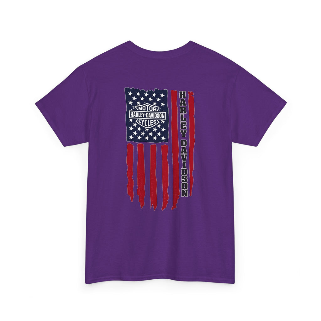 Harley-Style Flag Tee — American Motorcycle Logo T-Shirt