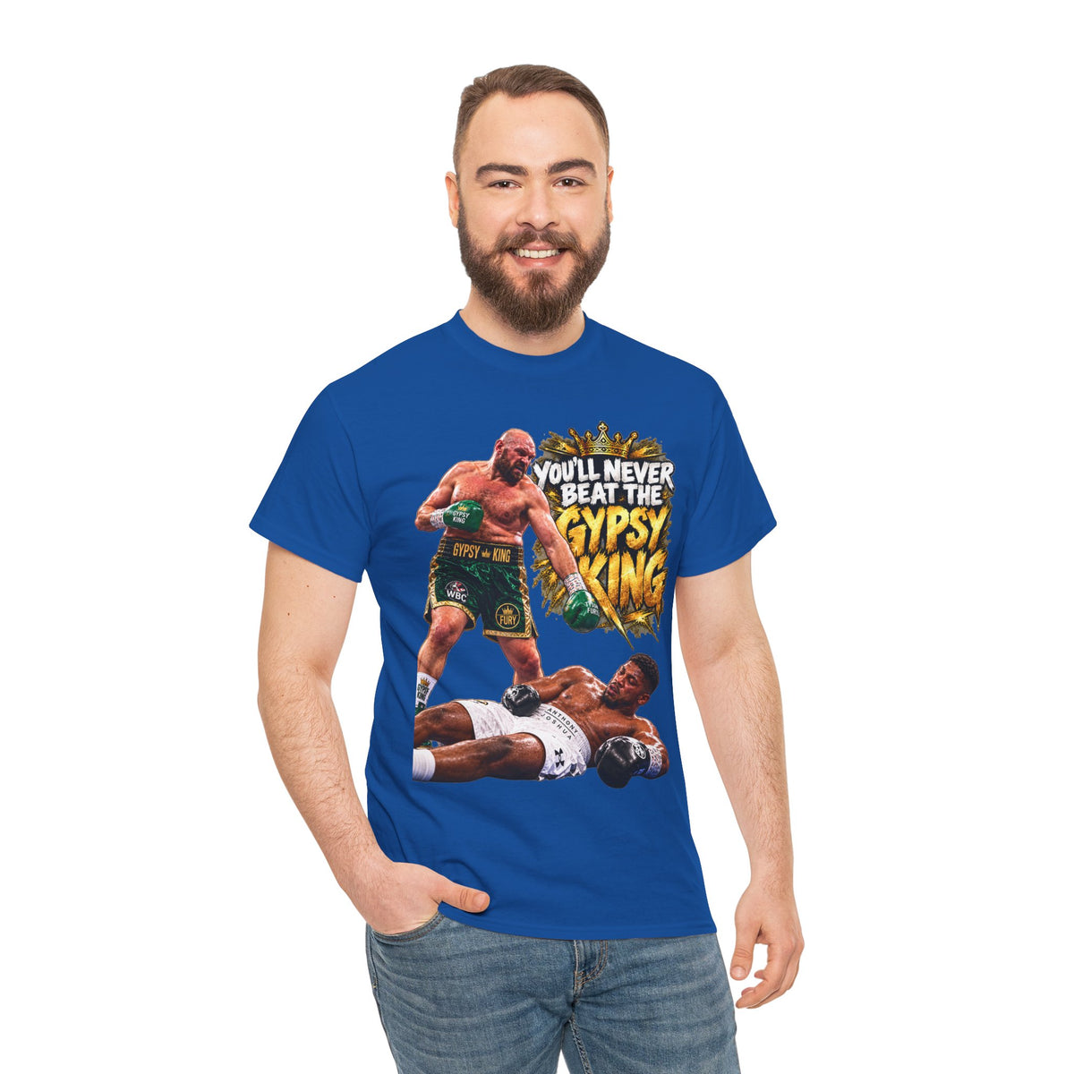 Boxing Graphic Tee – "You'll Never Beat the Gypsy King" Fight Shirt