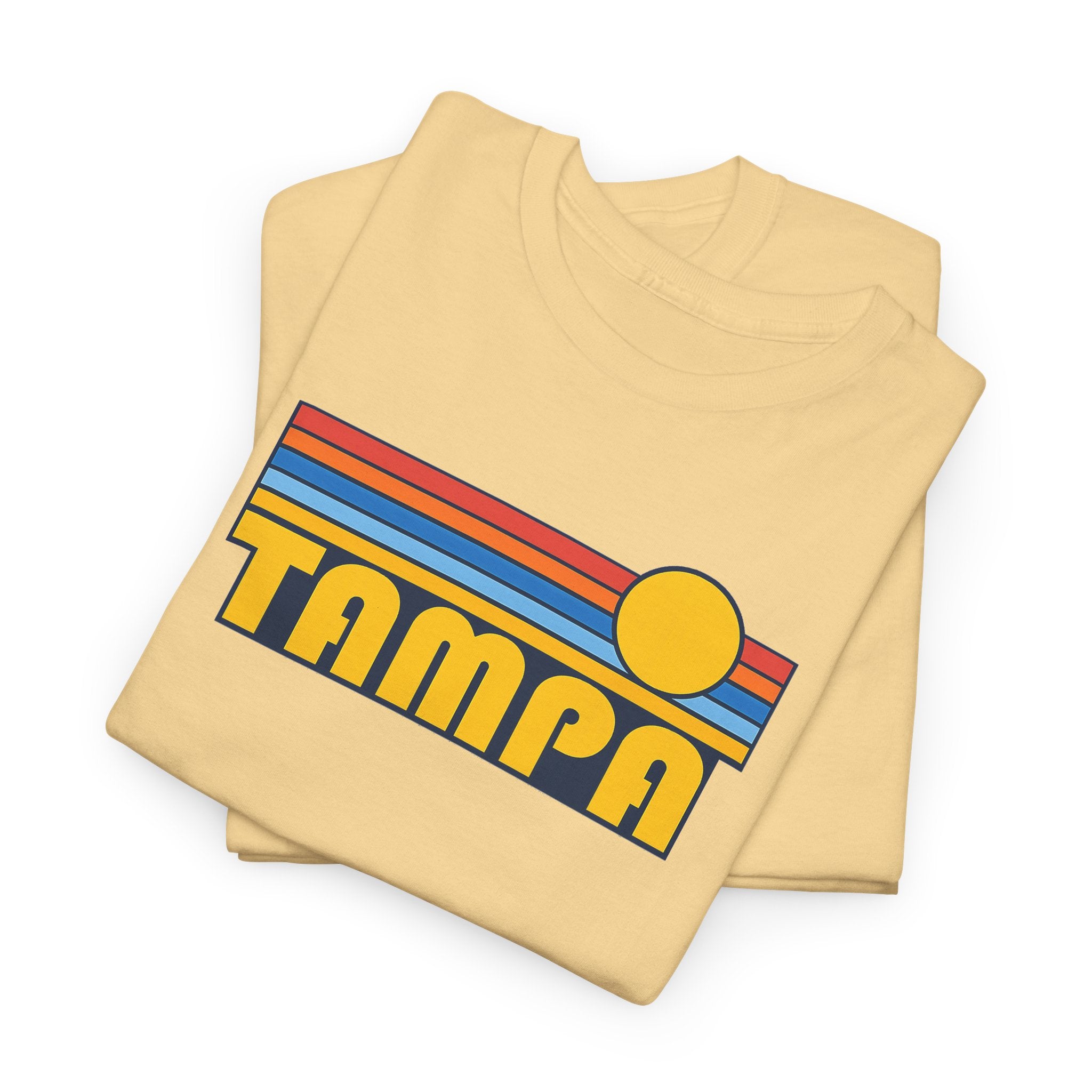 Tampa Retro Sunset T-Shirt — Vintage 70s Striped Beach Tee