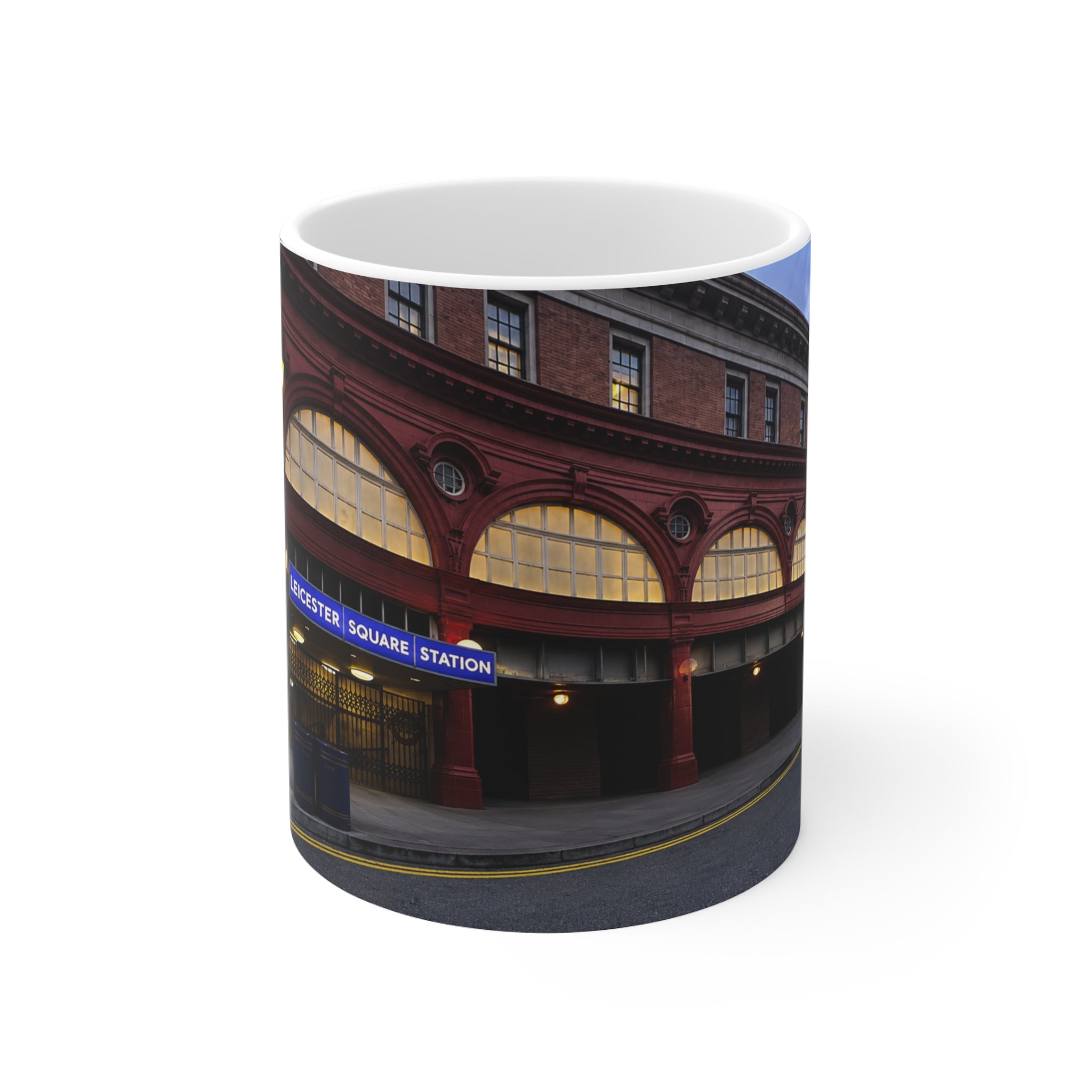 Leicester Square Station Ceramic Coffee Mug — London Underground Souvenir (11oz & 15oz)