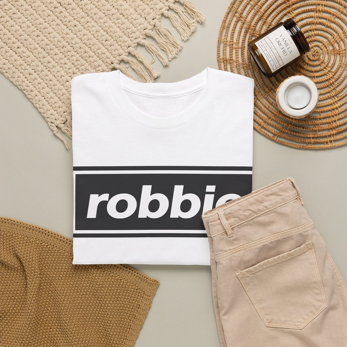 Robbie Inspired Cotton T-Shirt — Minimal Black Box Logo T-Shirt