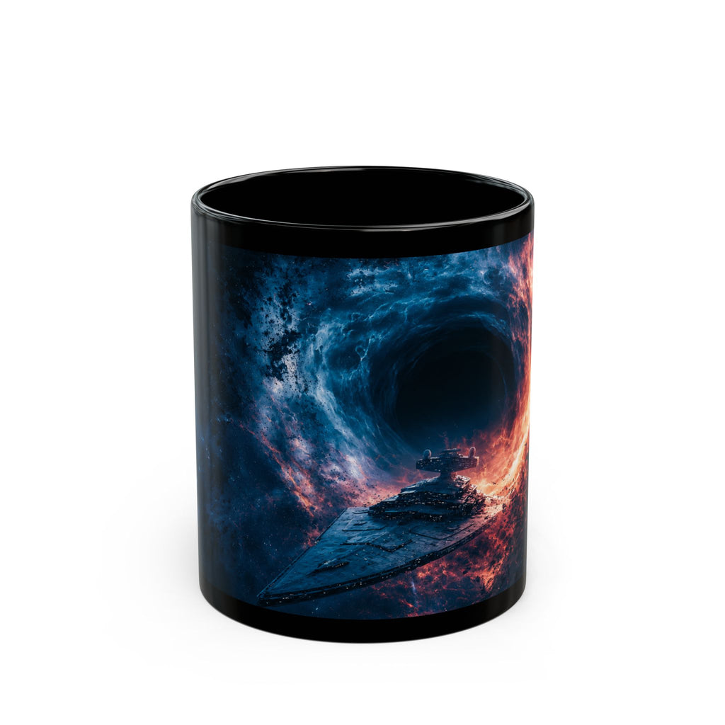 Empire Star Destroyer Space Vortex Black Mug — Cosmic Black Hole Coffee Cup (11oz/15oz)