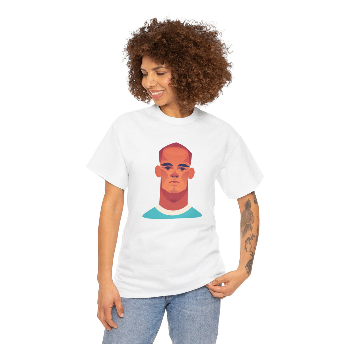 Vinny Kompany Manchester City Legend Minimalist Portrait Tee — Bold Stylized Face Graphic T-Shirt