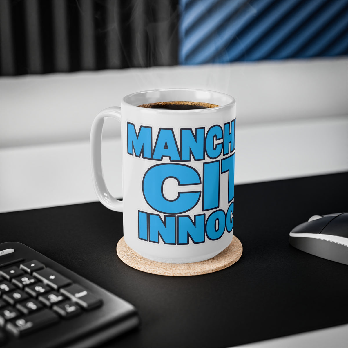 Manchester City Innocent Coffee Mug — Bold Blue Typography 11oz/15oz