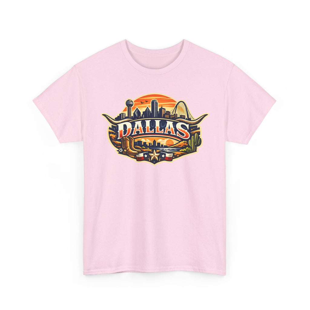 Dallas Skyline Retro Tee — Vintage Cityscape T‑Shirt with 'Dallas' Graphic