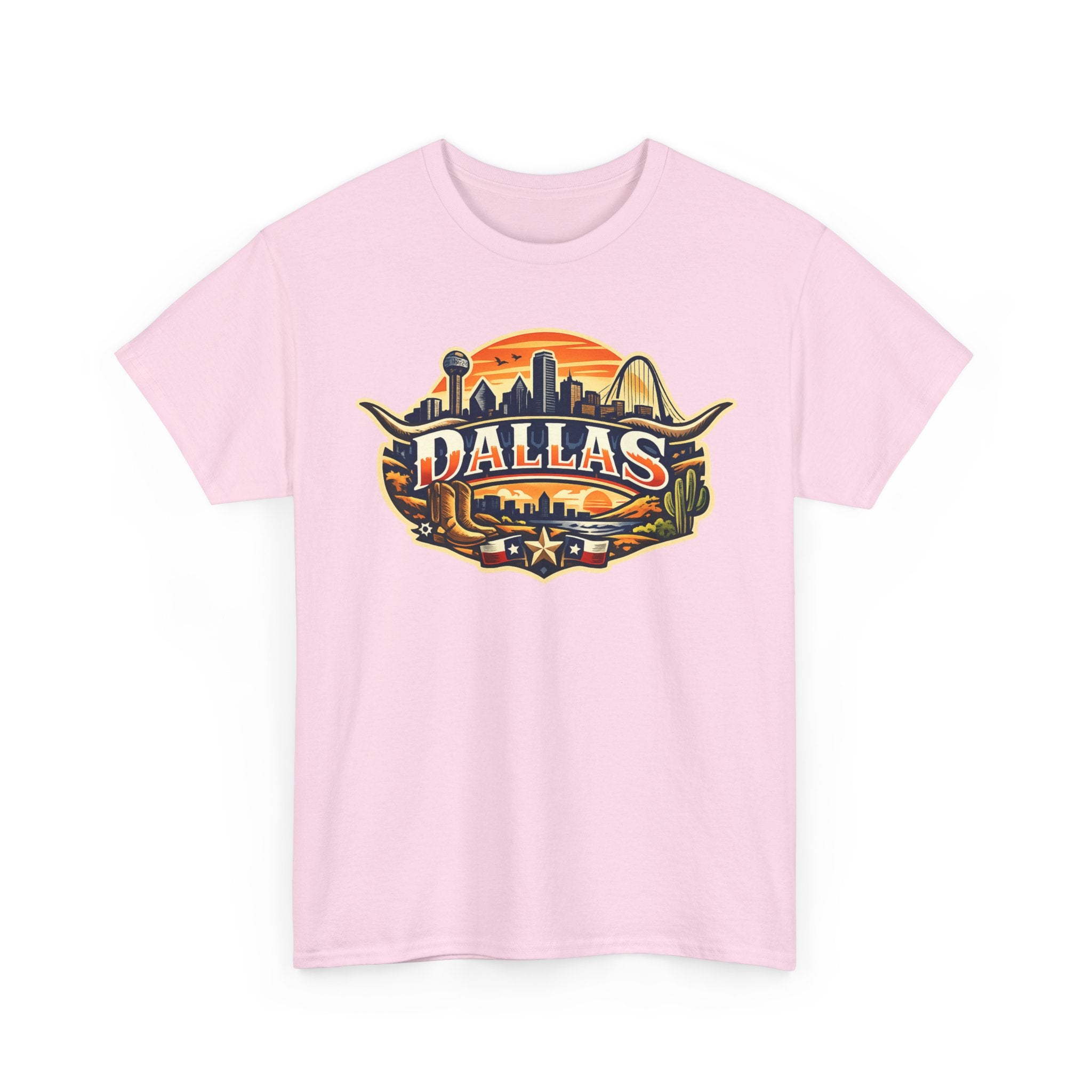 Dallas Skyline Retro Tee — Vintage Cityscape T‑Shirt with 'Dallas' Graphic