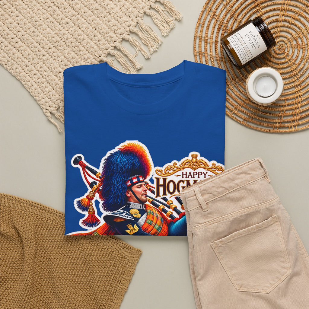Hogmanay Bagpiper T‑Shirt — Happy Hogmanay Scottish New Year Tee