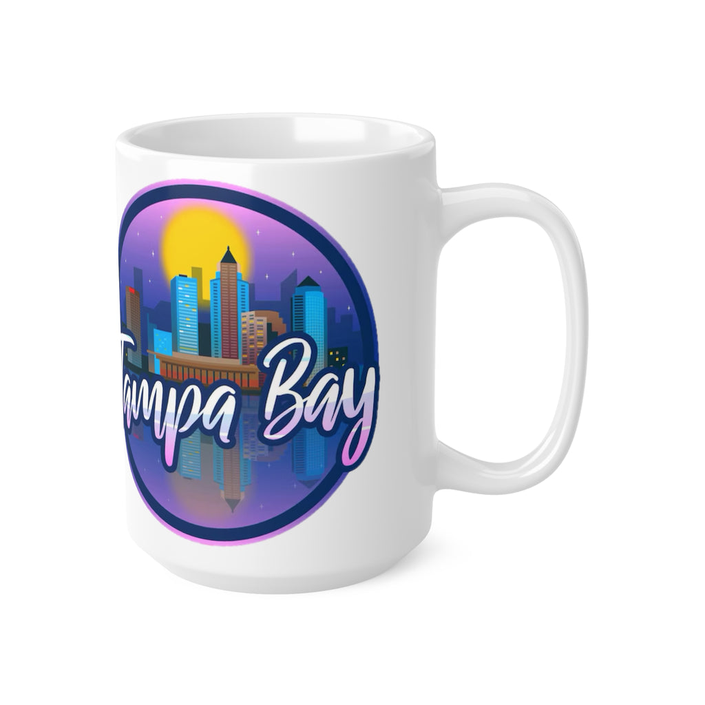 Tampa Bay Skyline Ceramic Coffee Mug — Retro Sunset Cityscape, 11oz & 15oz