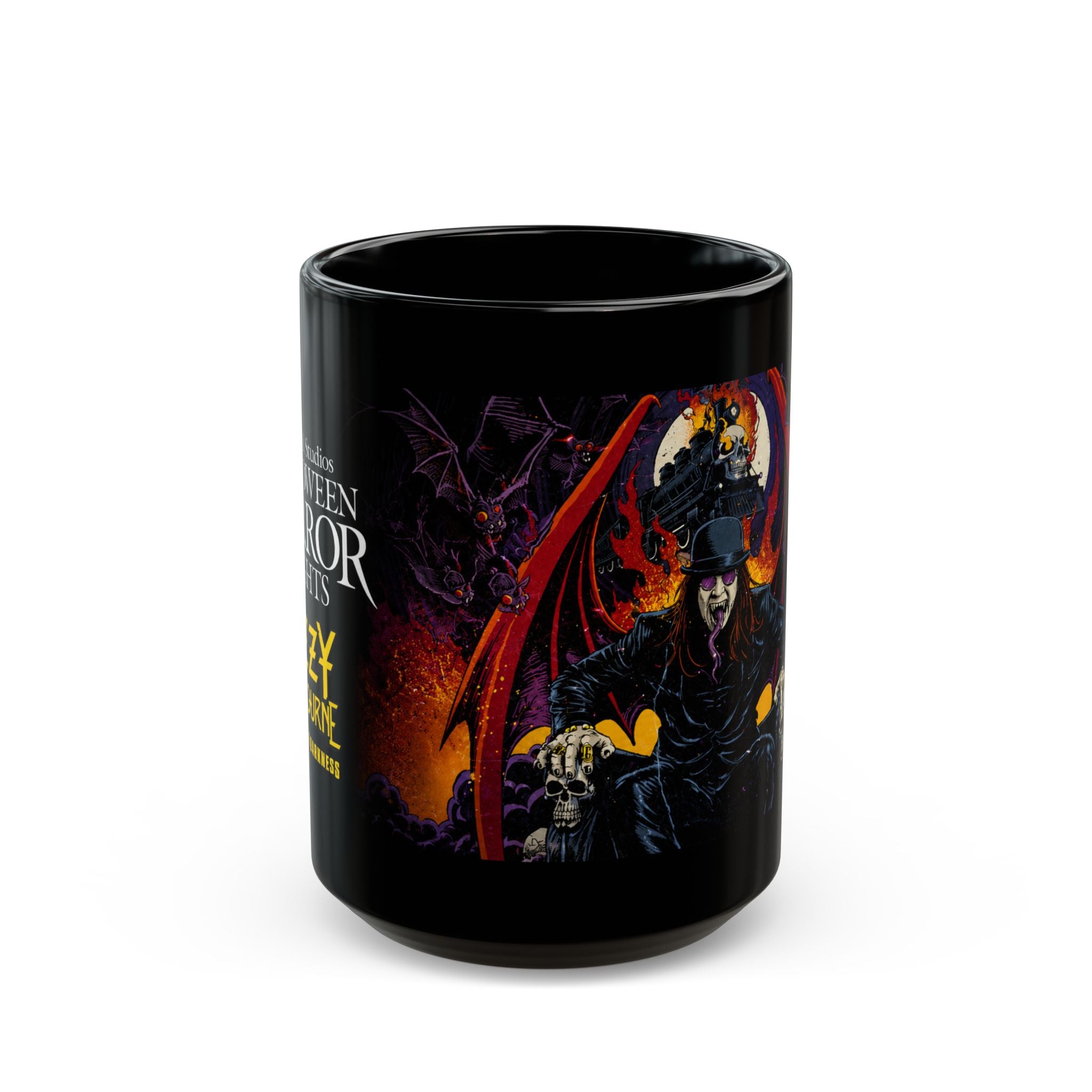Gothic Halloween Black Mug — Demon Bat Witch Skull Design (11oz/15oz)