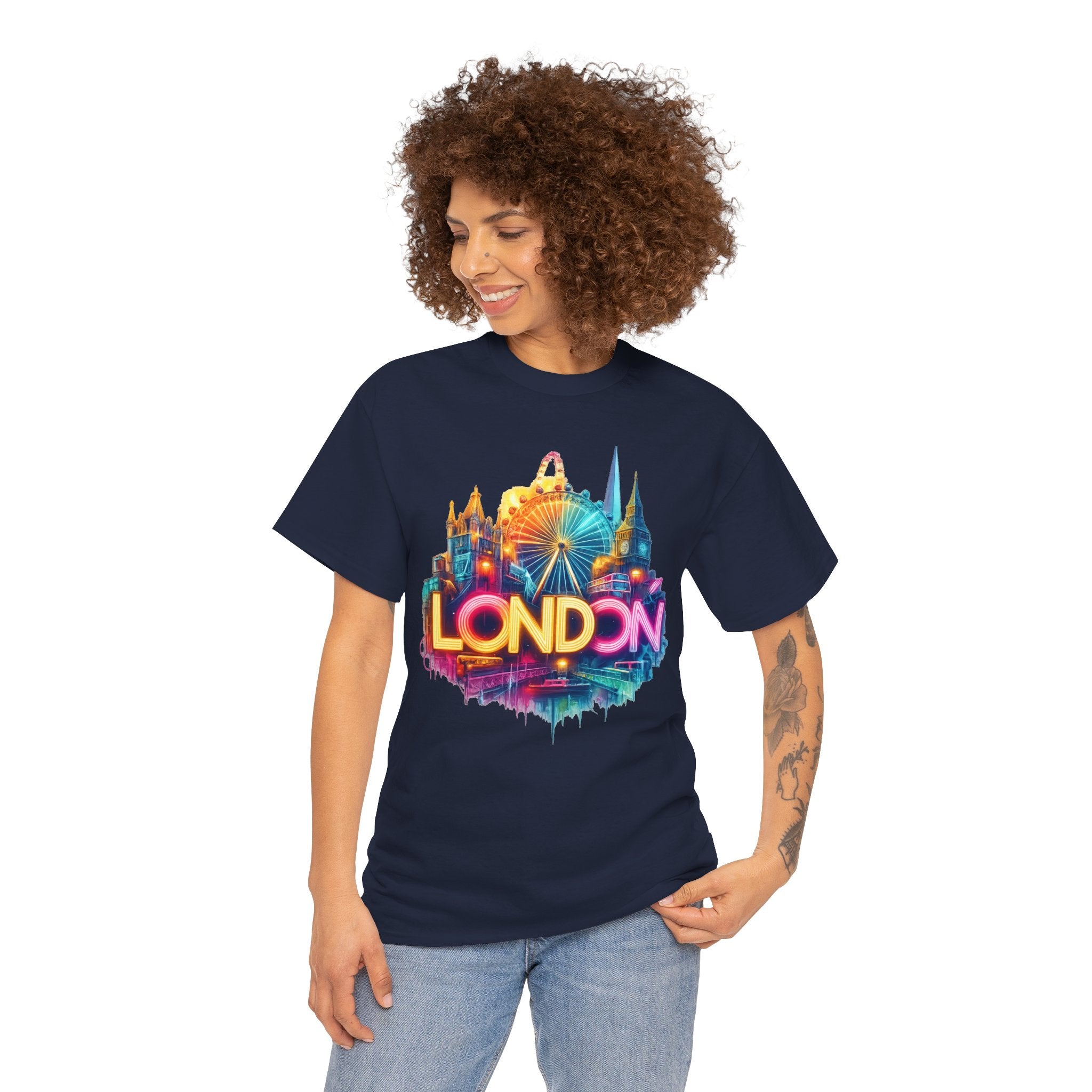 London Skyline Tee — Colorful Neon London Landmark T-Shirt