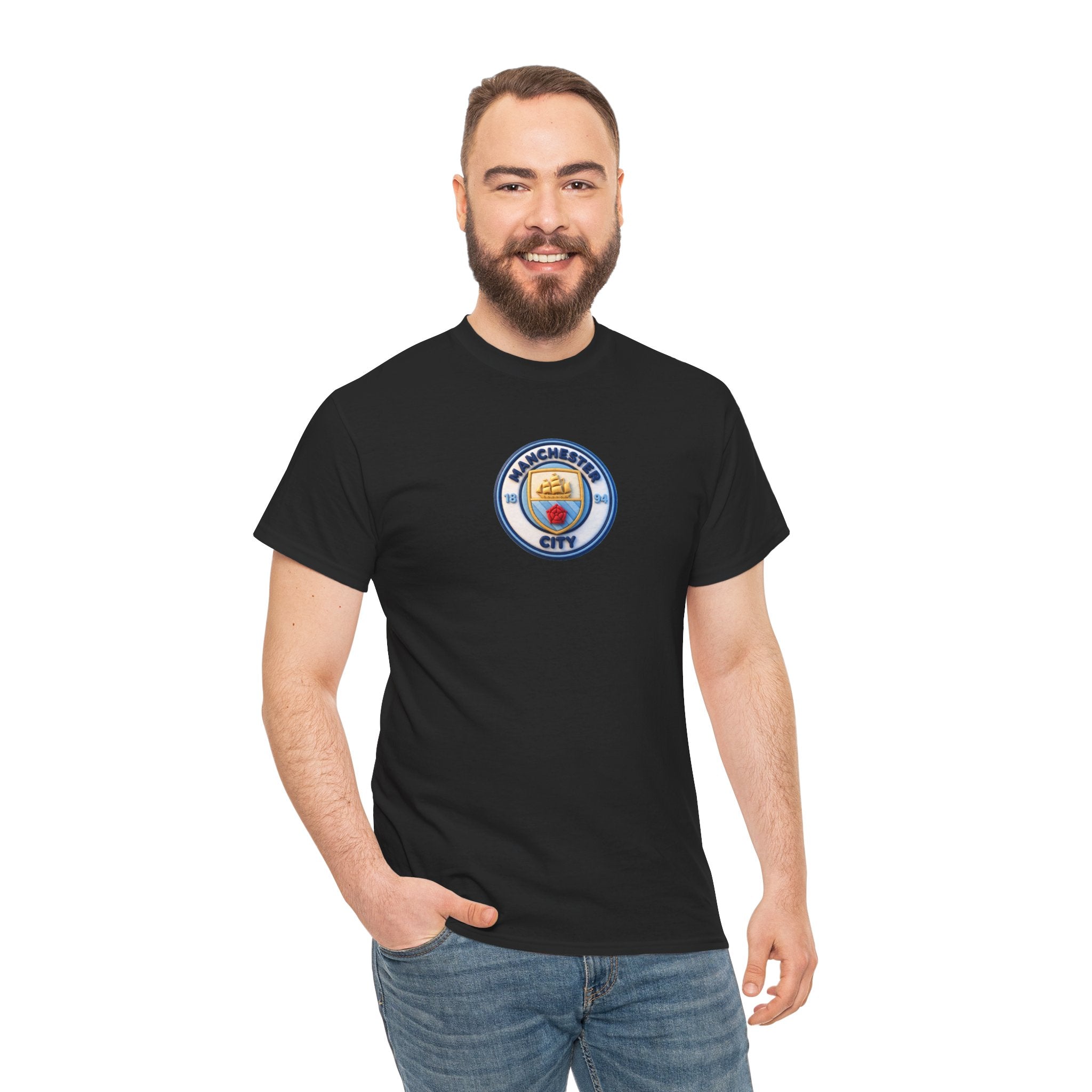Manchester City Crest Unofficial 3D T-Shirt — Minimal Soccer Logo Tee